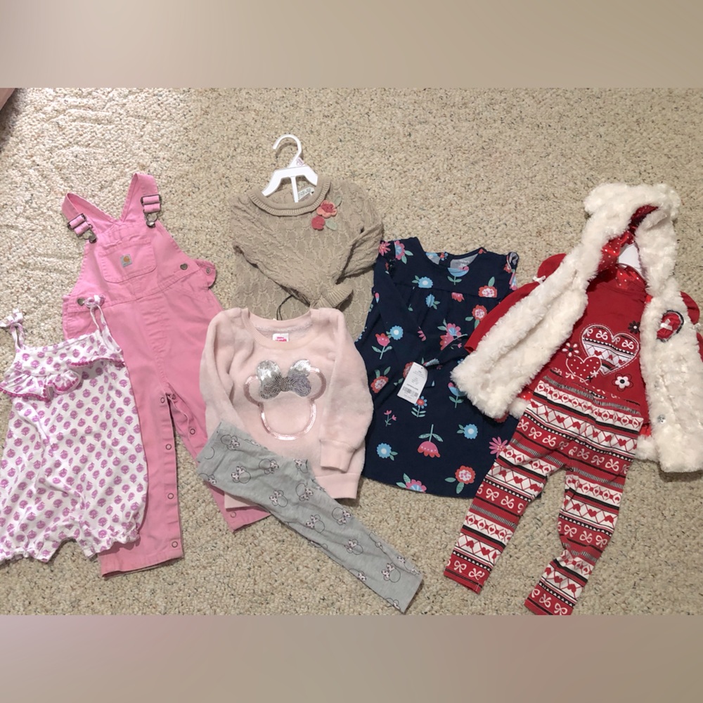 Bundle of 24m 24 month clothes. Carters, Carhartt, Rachel Zoe, Disney Minnie